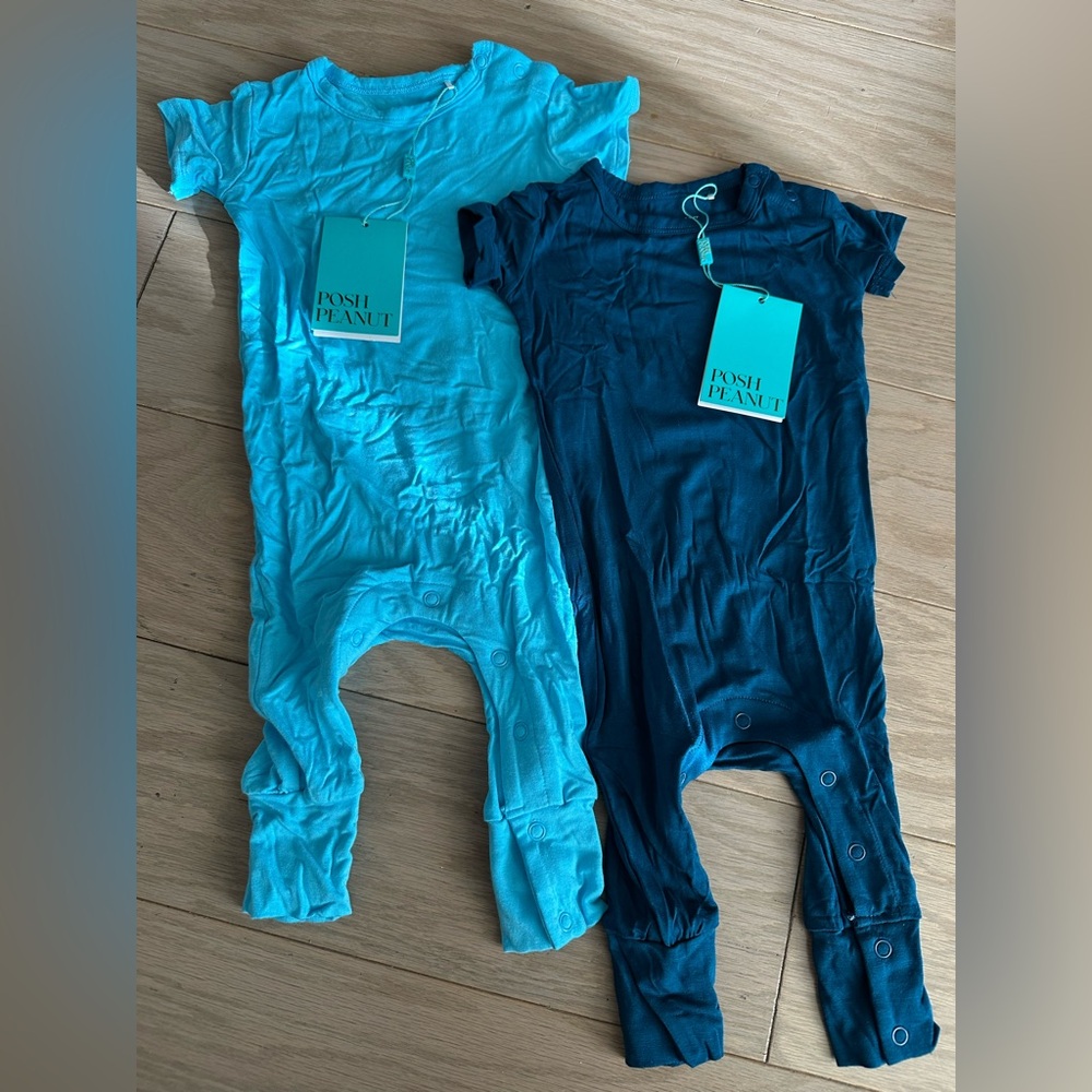 NWT Posh Peanut Baby Rompers with Snap Closures (Size 6 Months and 9 Months)